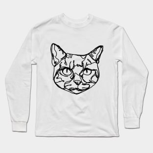 Black Cat Outline Design Long Sleeve T-Shirt